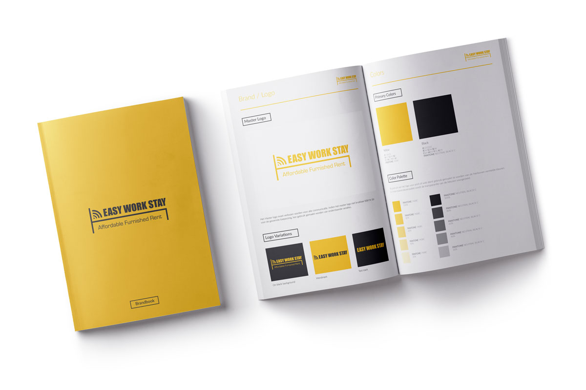 Mioo Design - Easy Work Stay Huisstijl ontwerp - Brandbook - Creatief reclamebureau Roeselare & Communicatiebureau Roeselare - Grafisch ontwerp - Freelancer - West-Vlaanderen - Brugge - Kortrijk