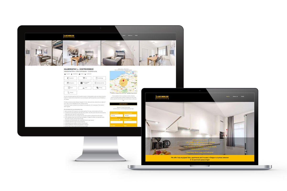 Mioo Design - Easy Work Stay Website ontwerp - Brandbook - Creatief reclamebureau Roeselare & Communicatiebureau Roeselare - Grafisch ontwerp - Freelancer - West-Vlaanderen - Brugge - Kortrijk